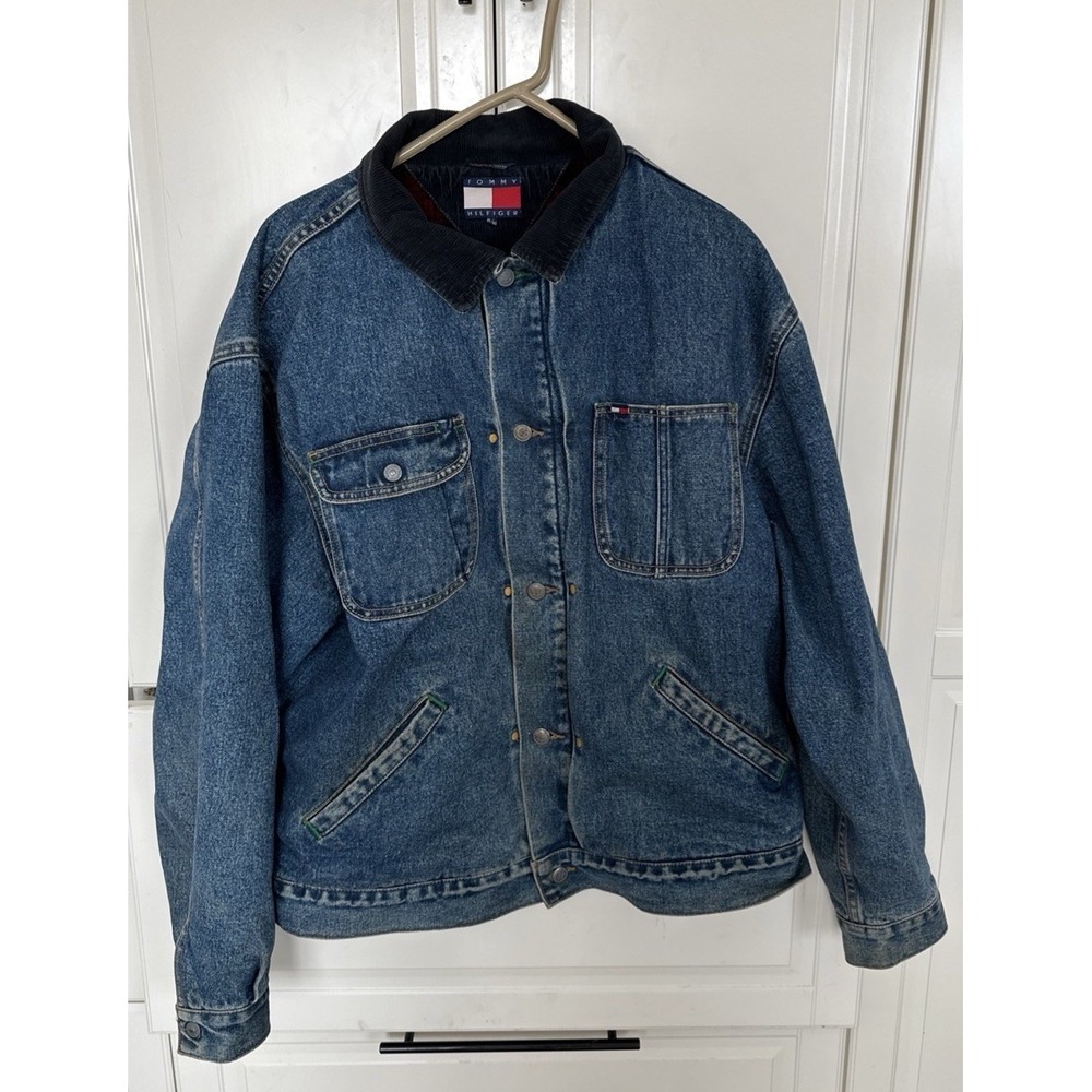 Vintage Tommy Hilfiger Denim Jean Trucker Jacket Corduroy Flannel  Blemish